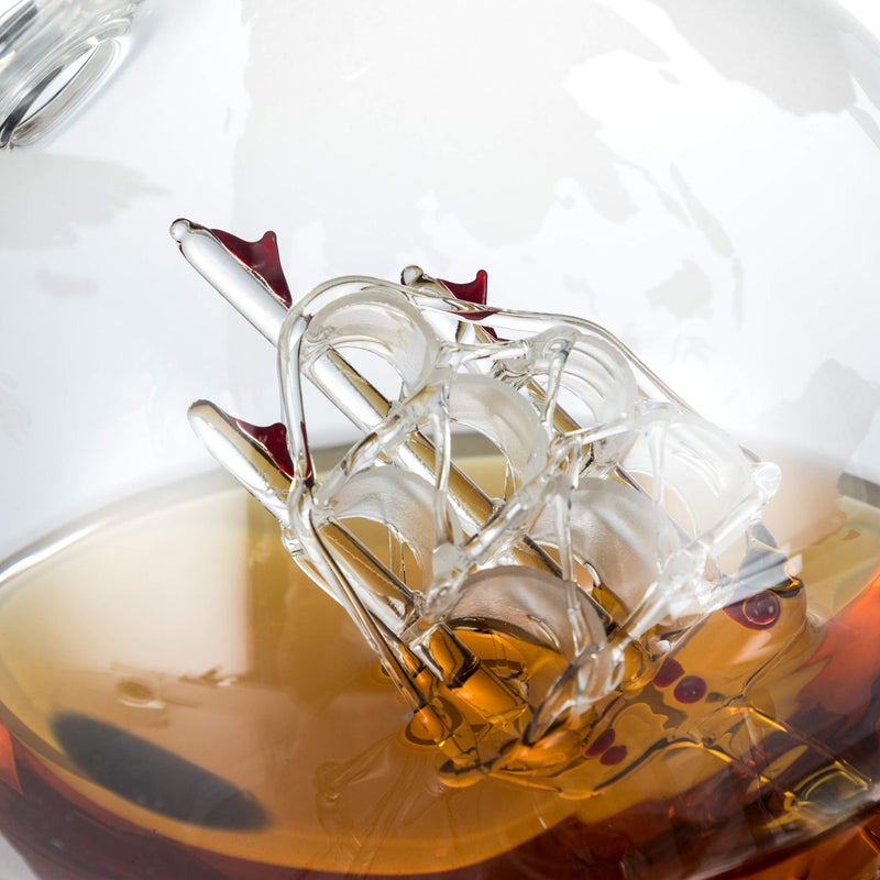 SHIGOO Whiskey Decanter Set,Globe Decanter,Whiskey Gifts for Men Husband Him Boyfriend Dad Women,with 2 Glasses,Beads,4 Ice Cubes,Tong & Funnel,Beverage Drink Dispenser,for Whisky,Liquor,Wine,Brandy,Cognac - Image 4